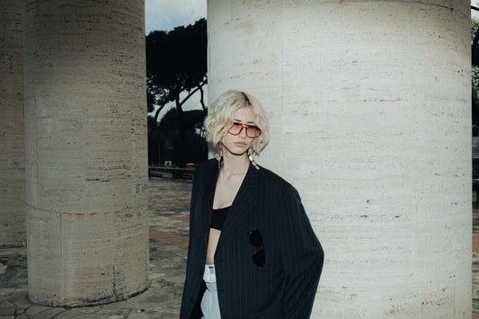 PROMISE Soho Orange occhiali indossati UV400 – Roma lifestyle